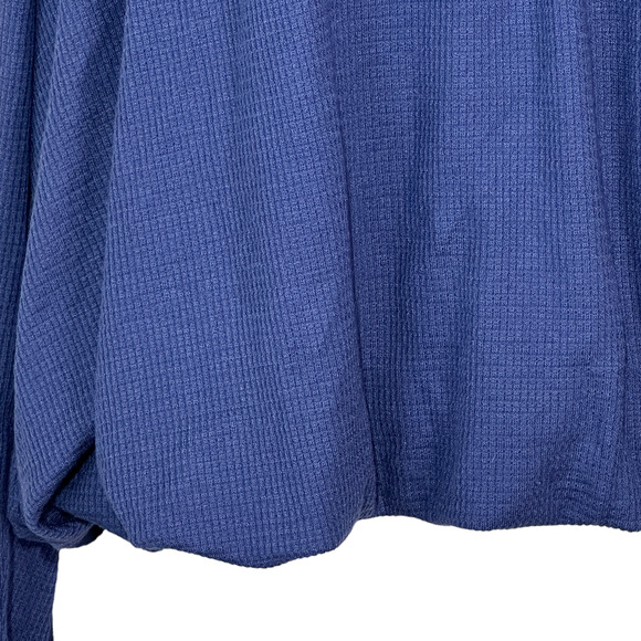 Free People Bondi Long Sleeve cropped Blouson Thermal Top True Blue Women XL NWT - Picture 8 of 13